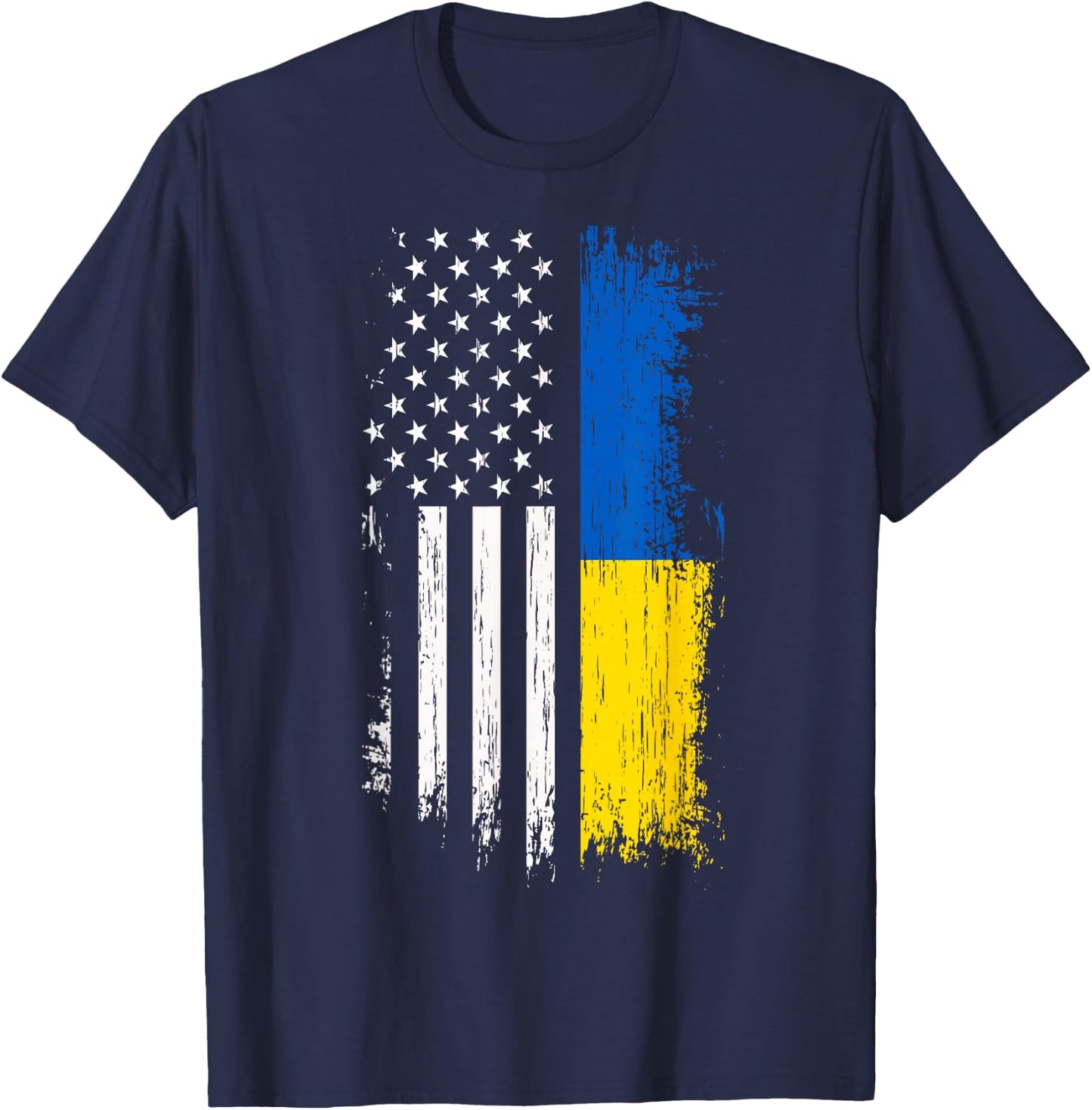 Ukrainian American Flag T Shirt - Pride Ukraine USA Shirt T-Shirt - T-Shirt | Navy