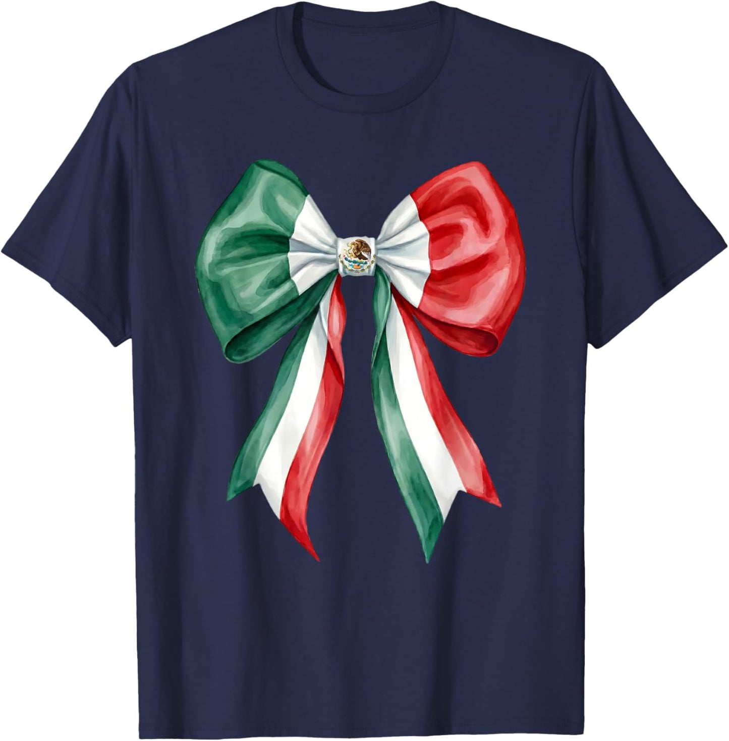 Mexican Girl Coquette Bow Hispanic Mexico Flag Cute Mexicana T-Shirt - T-Shirt | Navy