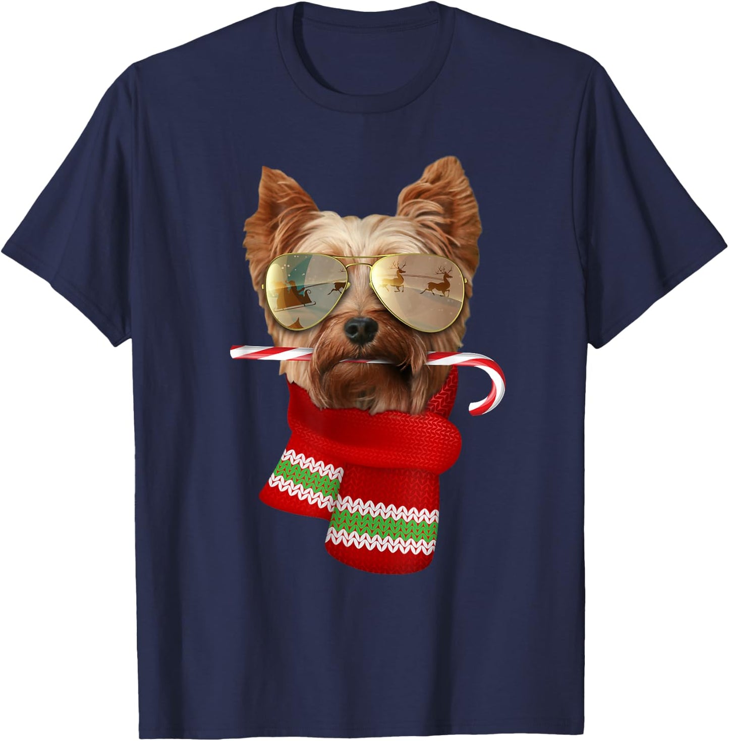 Yorkie shirt Terrier Christmas Gift Dog Lovers Sunglasses Women Kids T-Shirt - T-Shirt | Navy