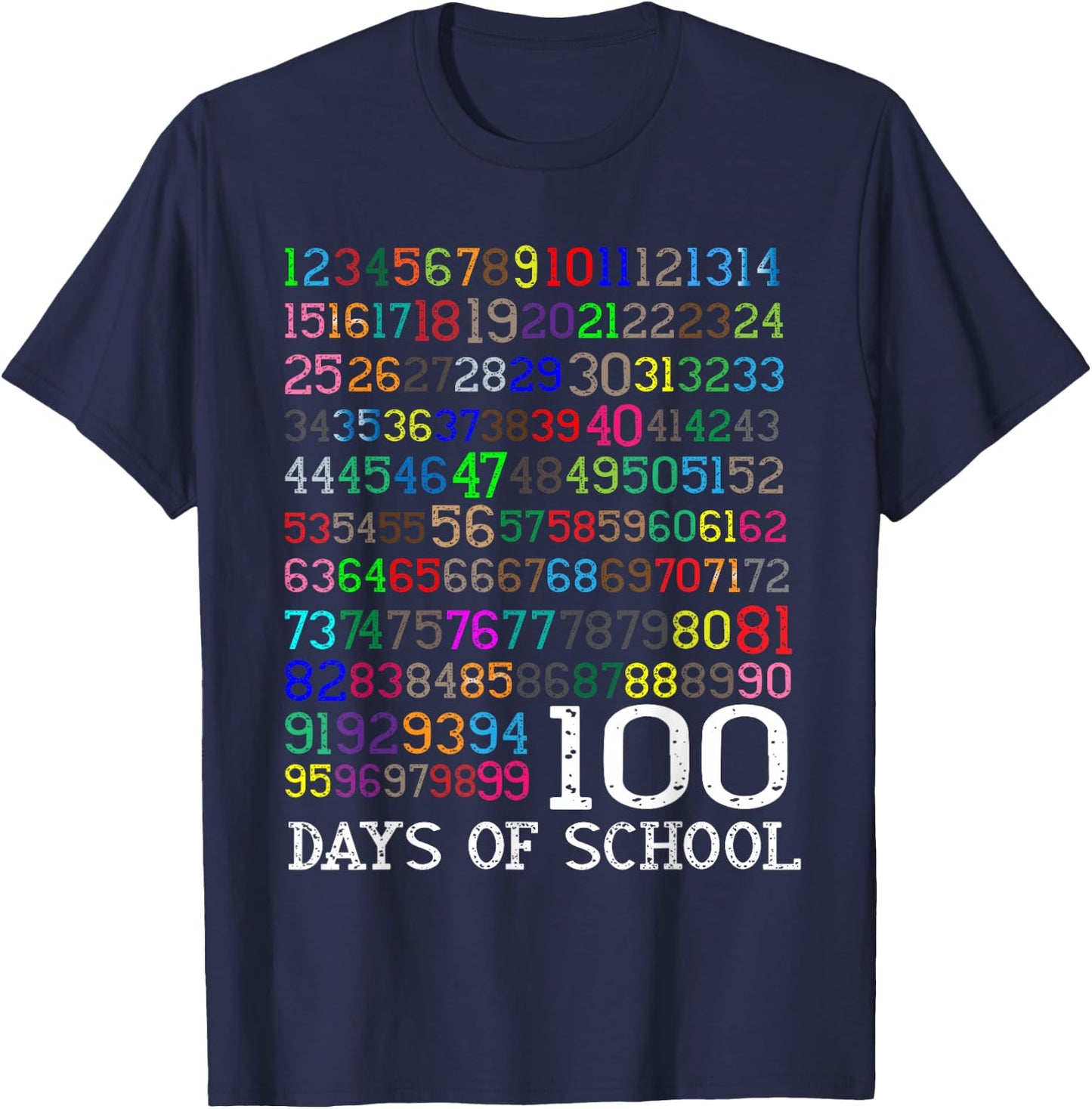 100th Day of School Math Numbers Teacher Kids 100 days T-Shirt - T-Shirt | Navy