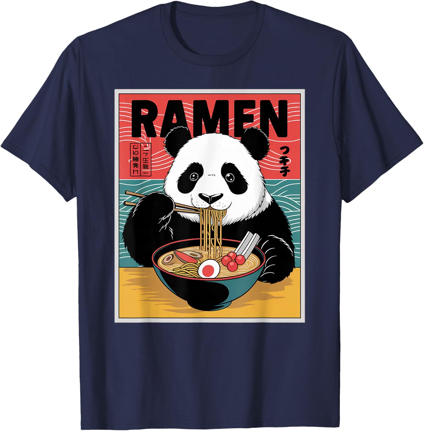 Anime Panda Manga Kawaii Otaku Neko Japanese Ramen Panda T-Shirt - T-Shirt | Navy
