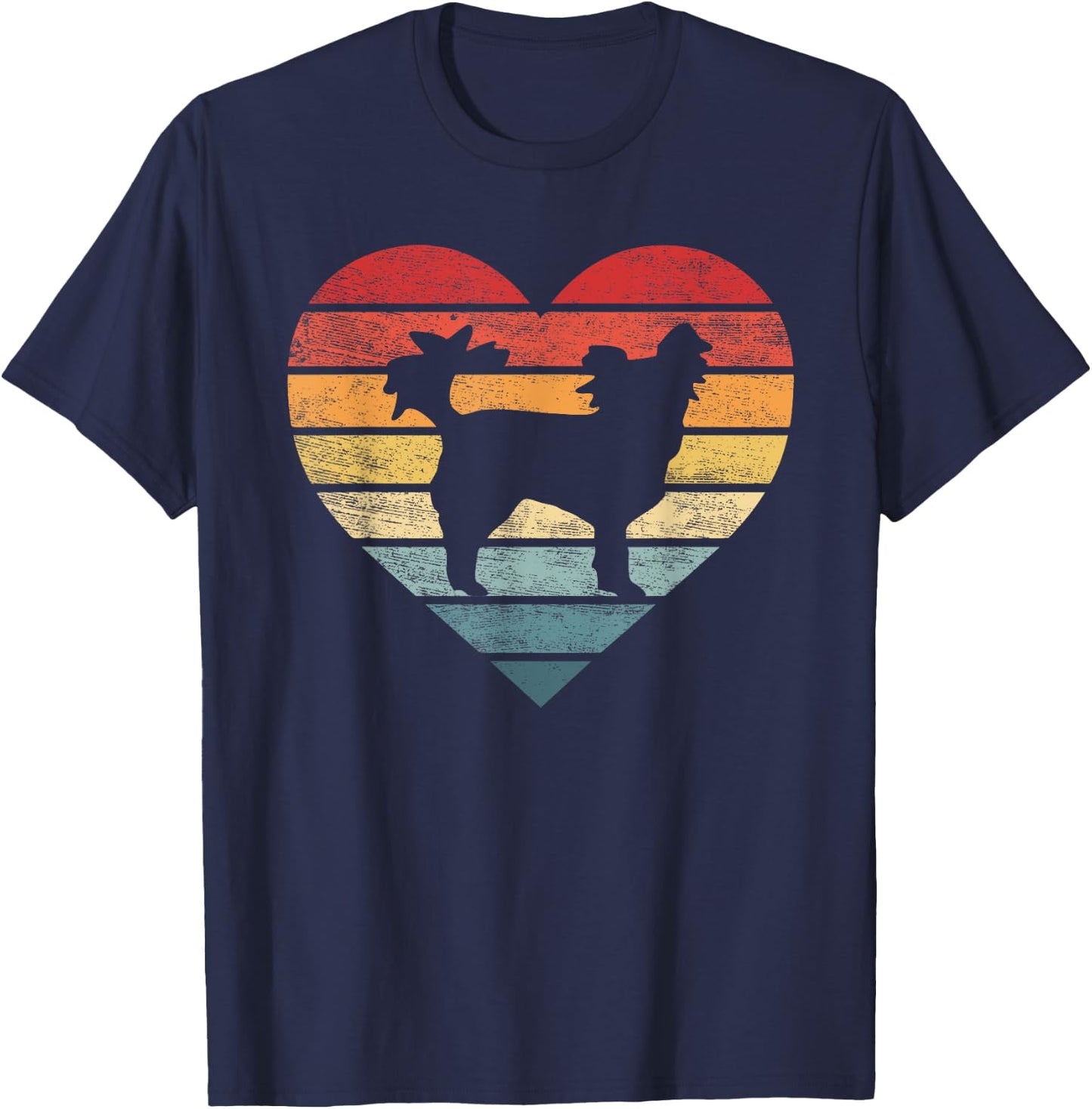 Papillon Lover Owner Gifts Retro Sunset Dog Silhouette Mom T-Shirt - T-Shirt | Navy
