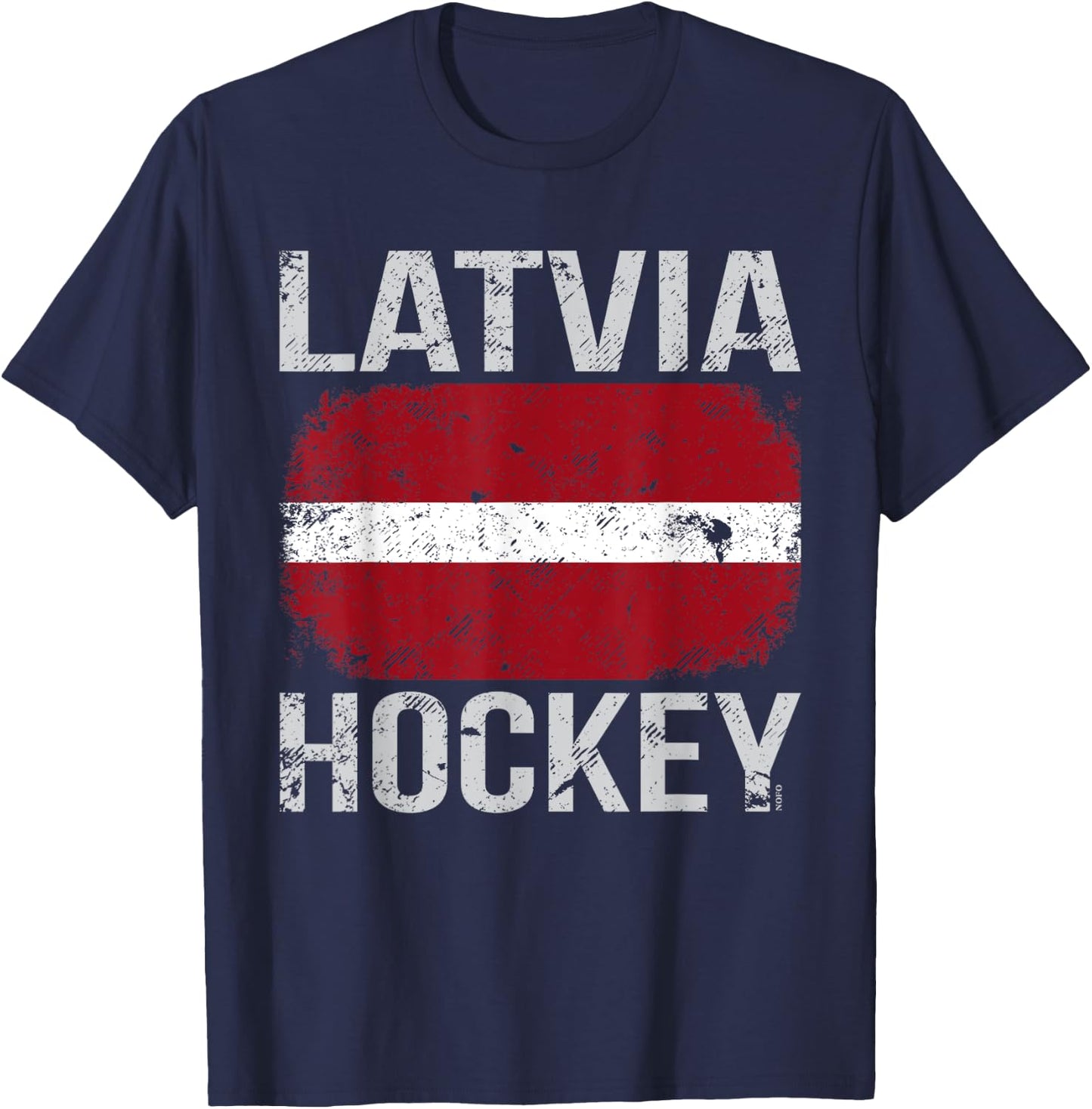 Latvia Hockey, Latvian Flag T-Shirt - T-Shirt | Navy