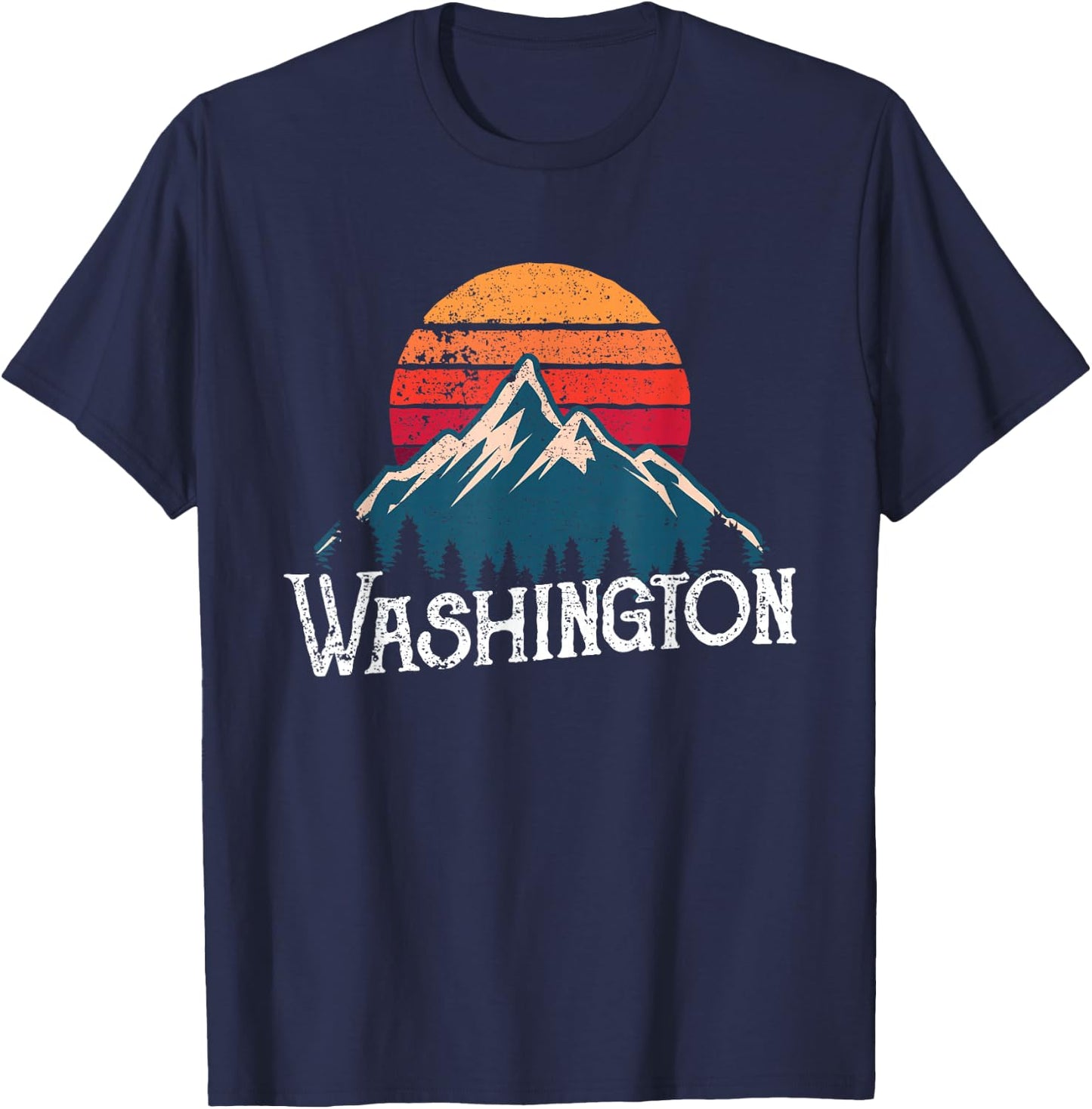 Retro Washington WN Mountains State Outdoor T-Shirt - T-Shirt | Navy