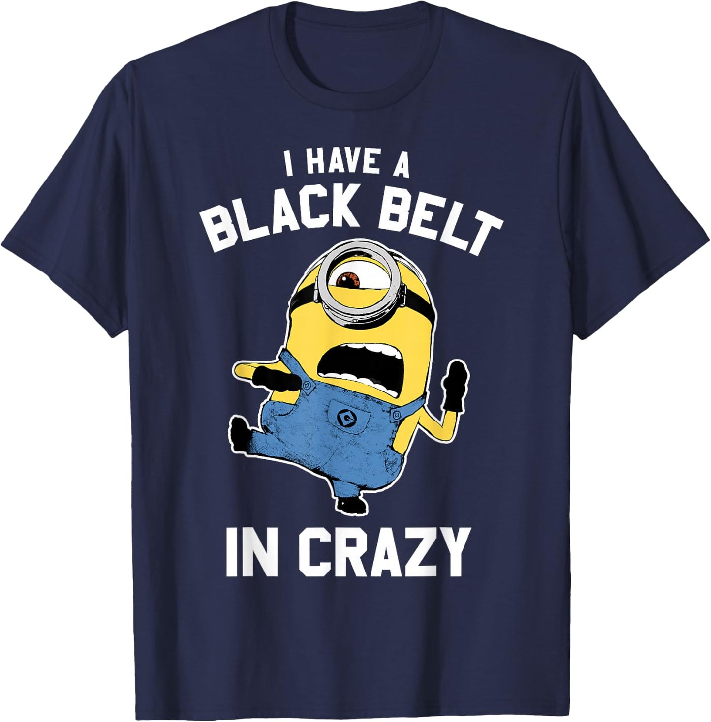 Despicable Me Minions Black Belt in Crazy Graphic T-Shirt - T-Shirt | Navy