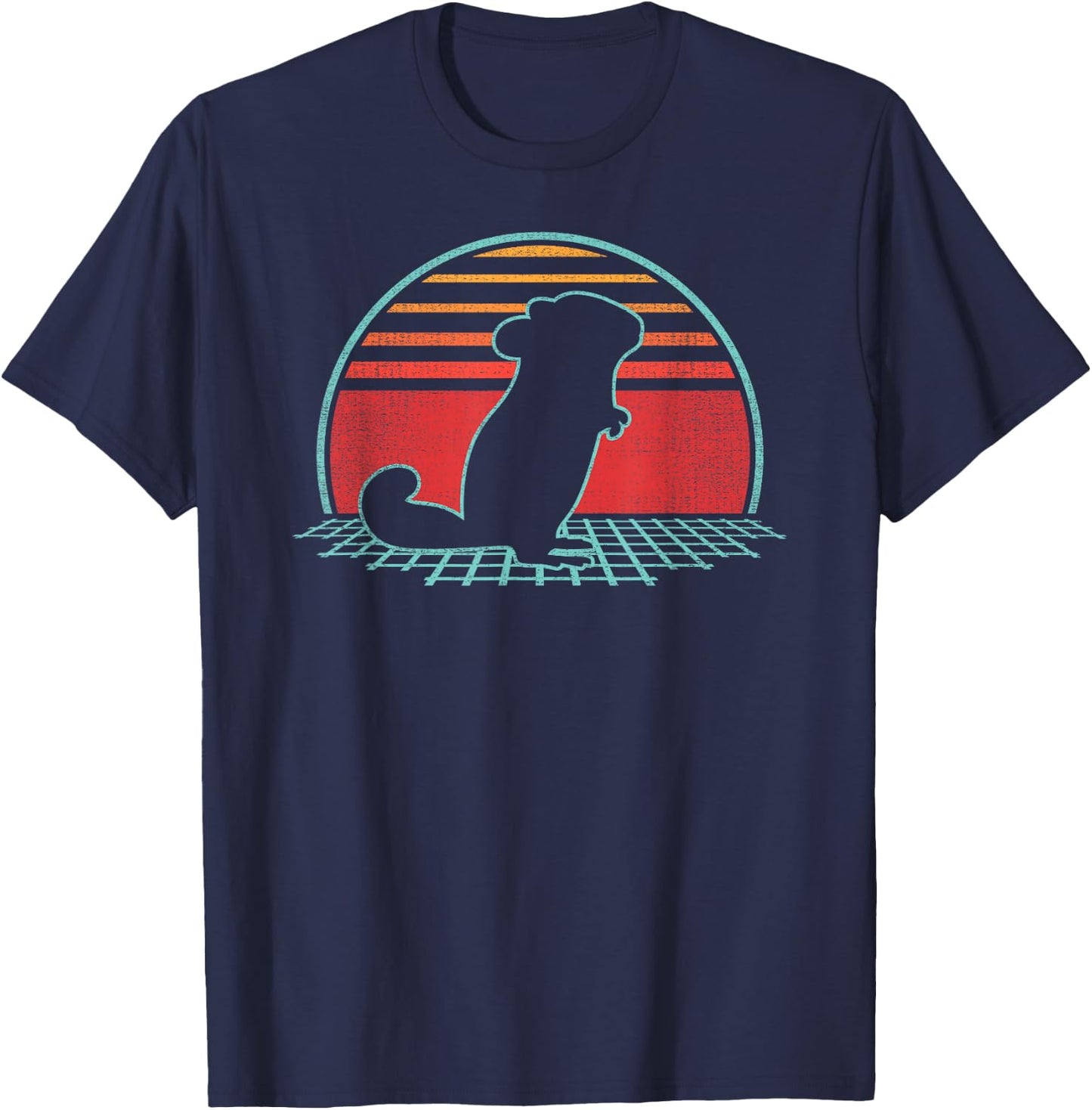 Chinchilla Lover Animal Retro Vintage 80s Style T-Shirt - T-Shirt | Navy