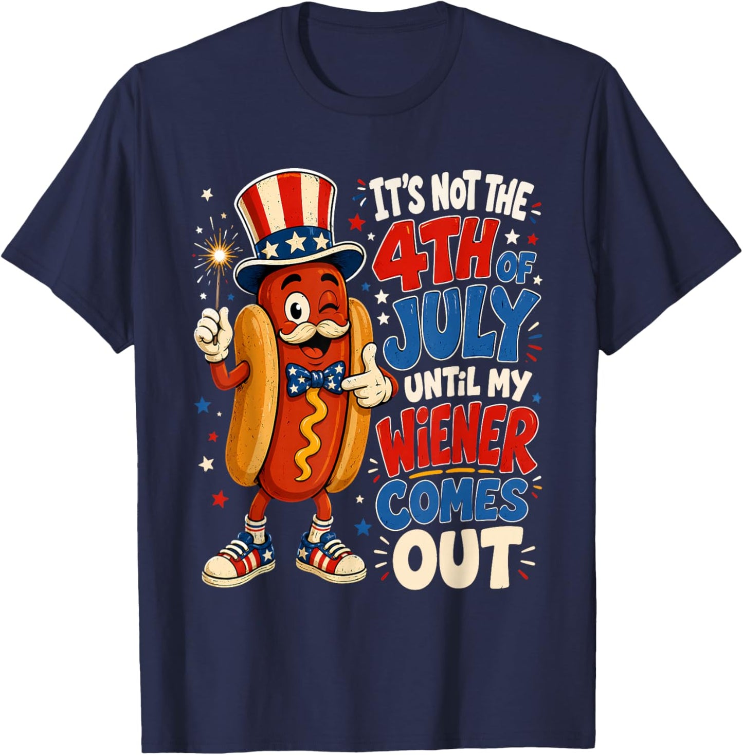 Funny 4th of July Hotdog Patriotic American Flag Men Women T-Shirt - T-Shirt | Navy