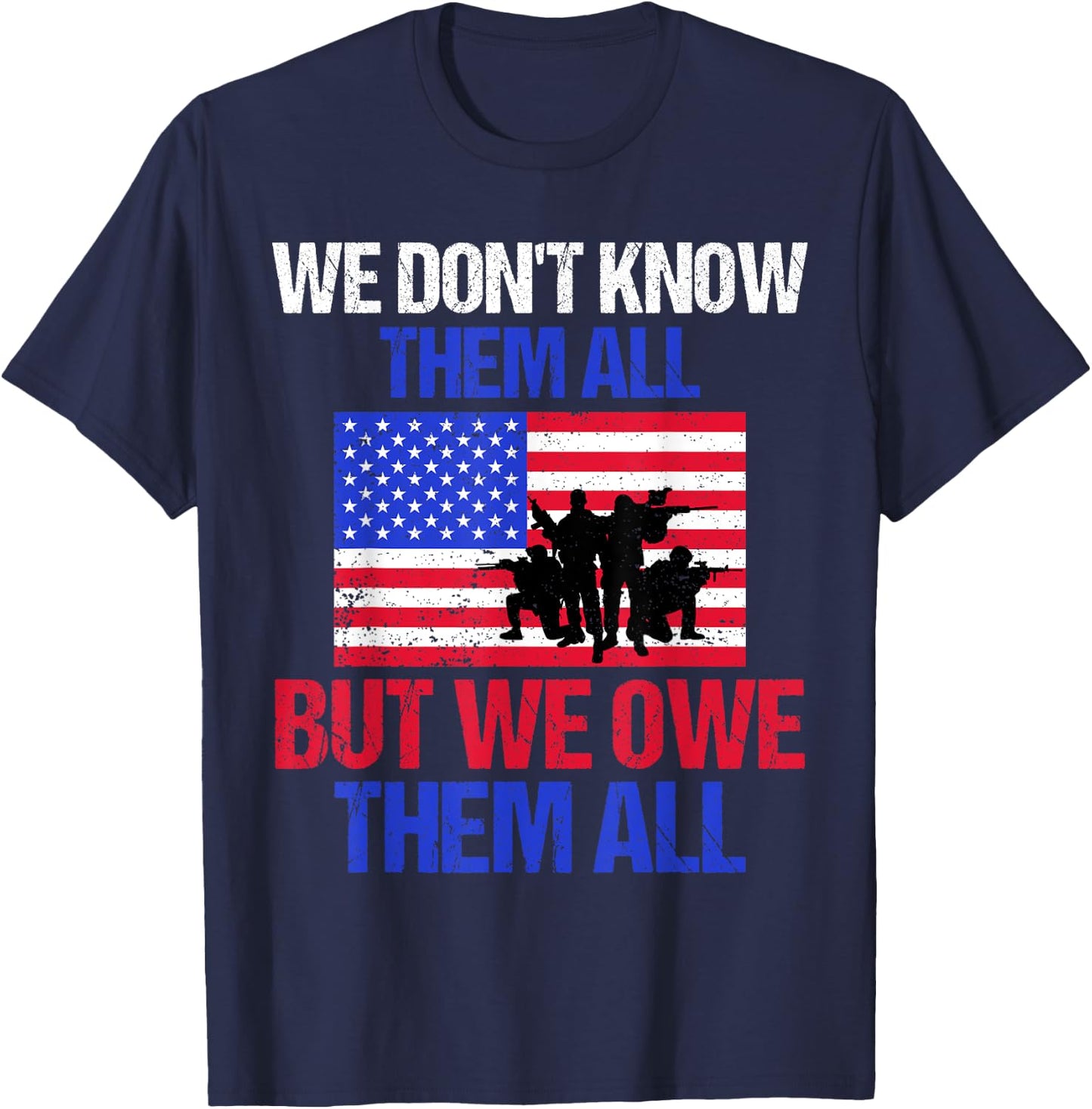 Patriotic Military Appreciation Soldier Silhouette US Flag T-Shirt - T-Shirt | Navy