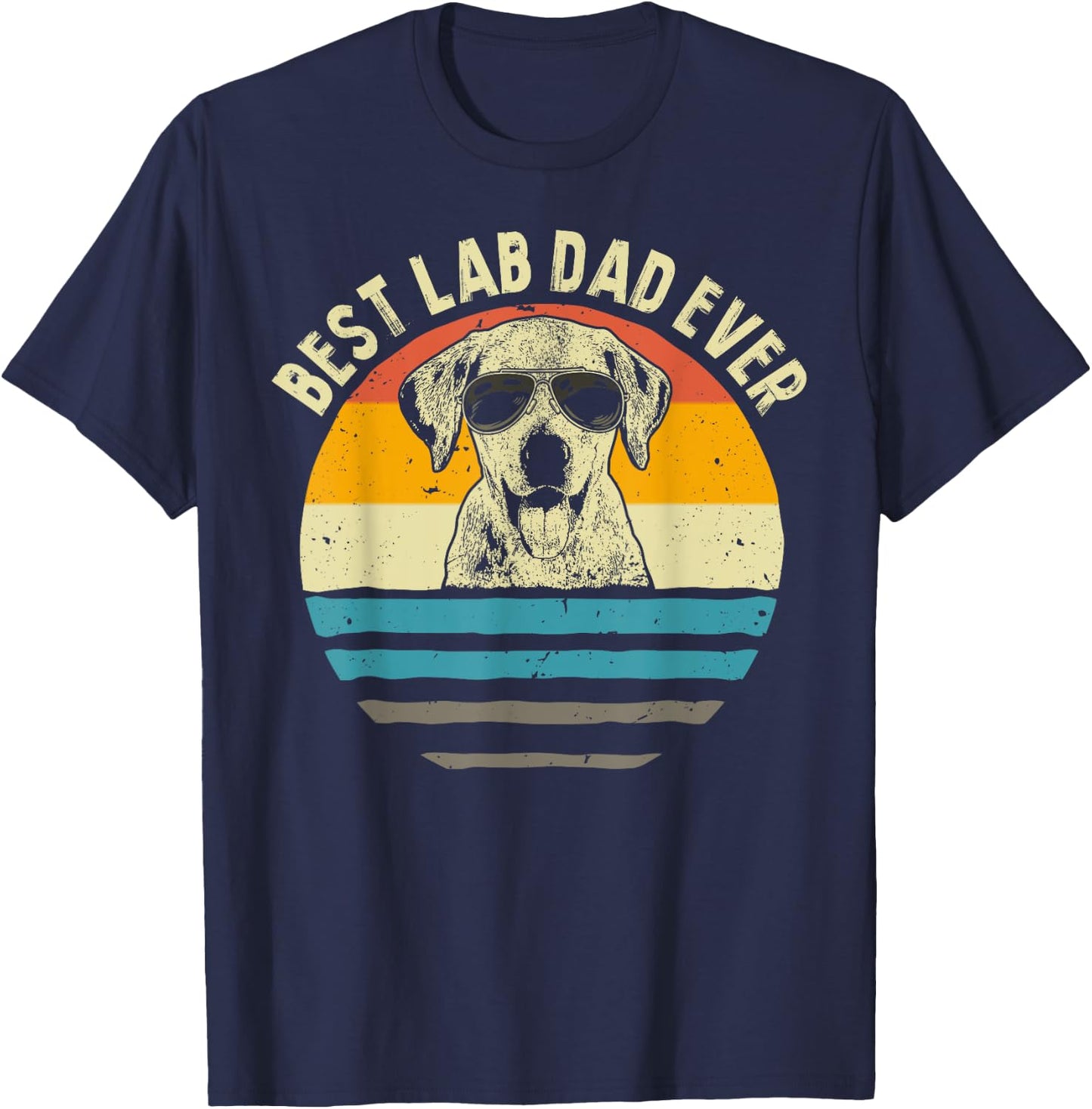 Best Lab Dad Ever Labrador Dad Vintage Gift T-Shirt - T-Shirt | Navy