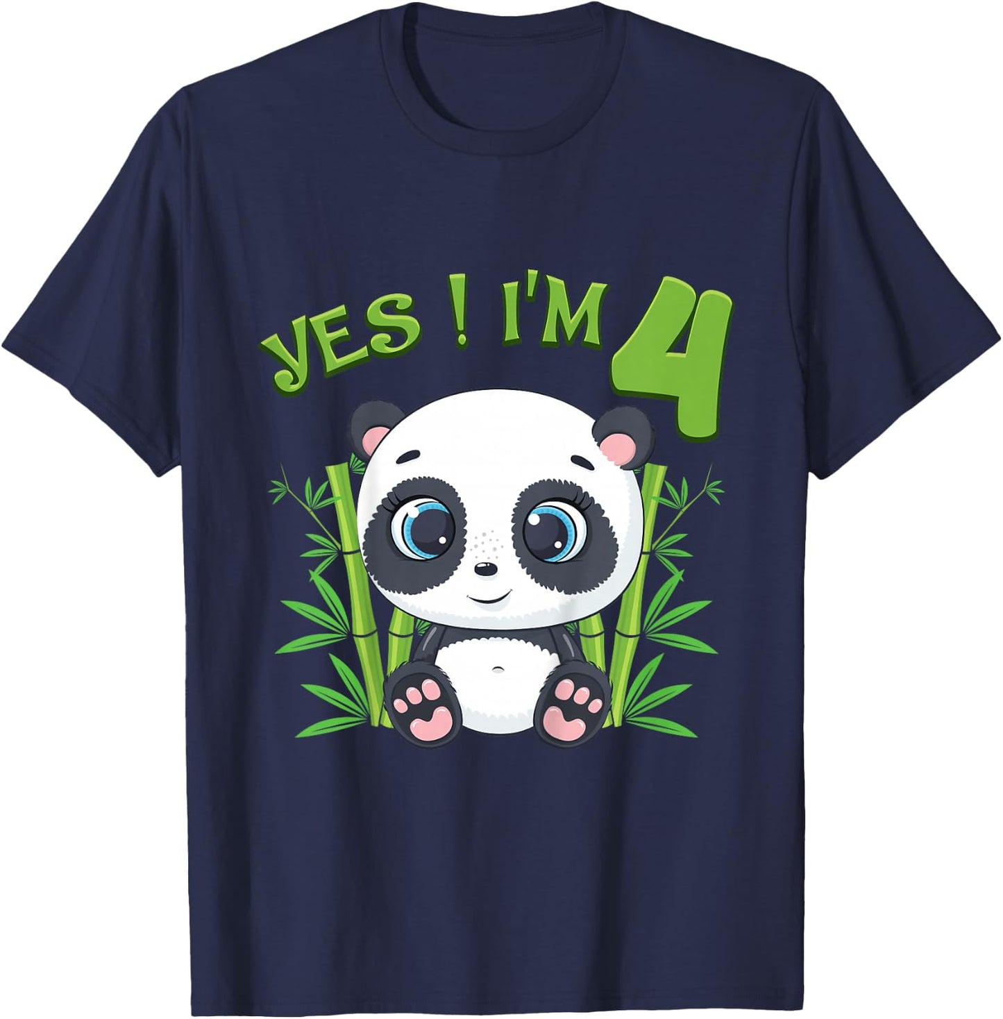 Kids Panda 4th Birthday Shirt Girls Gift Fourth Birthday T-Shirt - T-Shirt | Navy