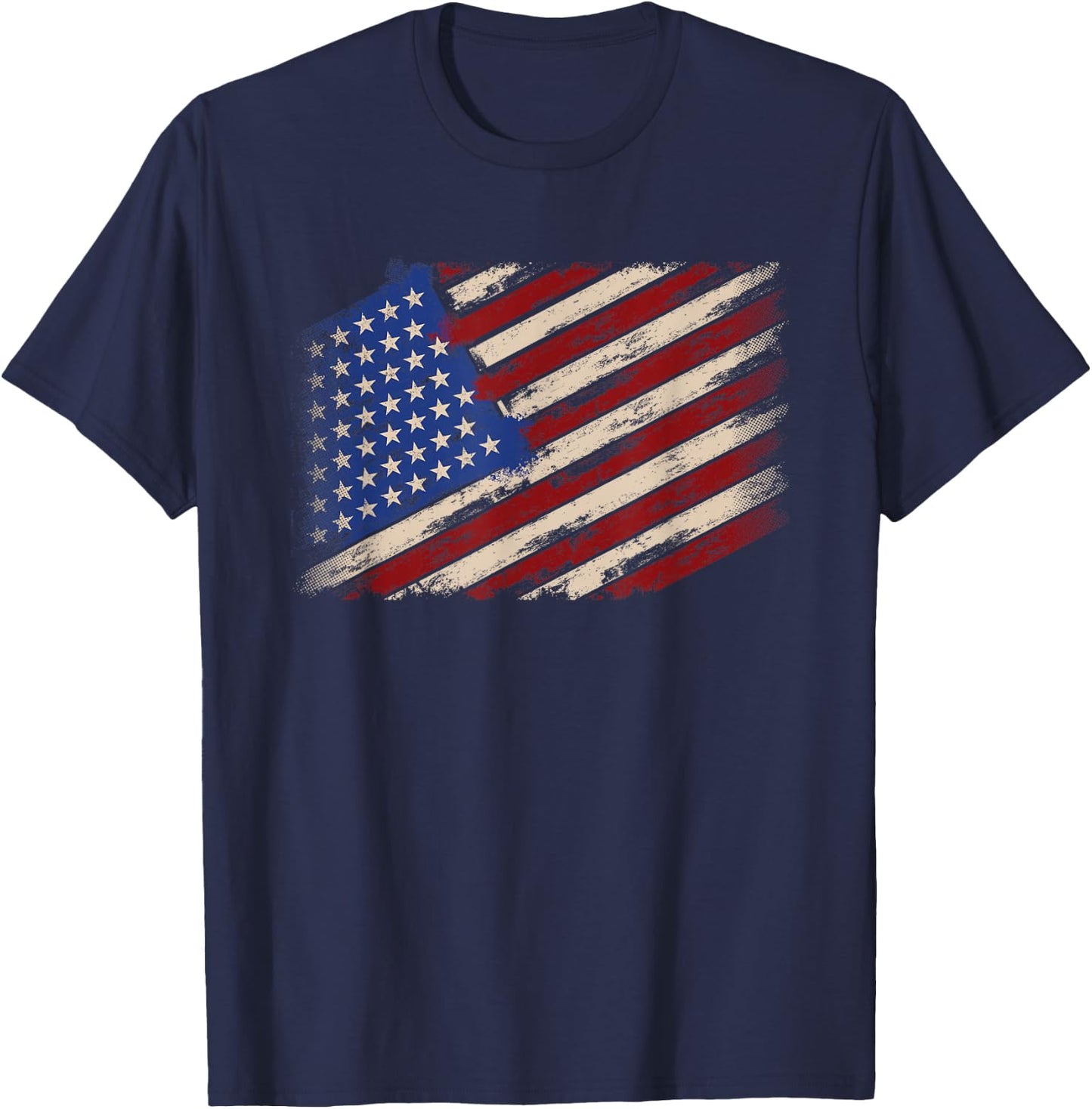 Distressed American Us Flag Vintage Retro Look 4th of July T-Shirt - T-Shirt | Navy