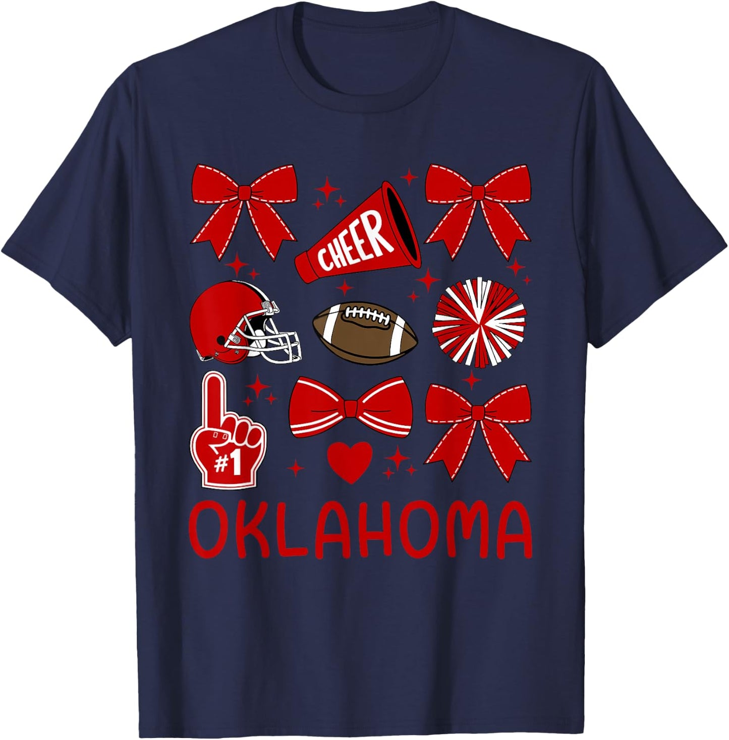 Oklahoma Women Girls Toddler Sister Bow For Oklahoma Lover T-Shirt - T-Shirt | Navy