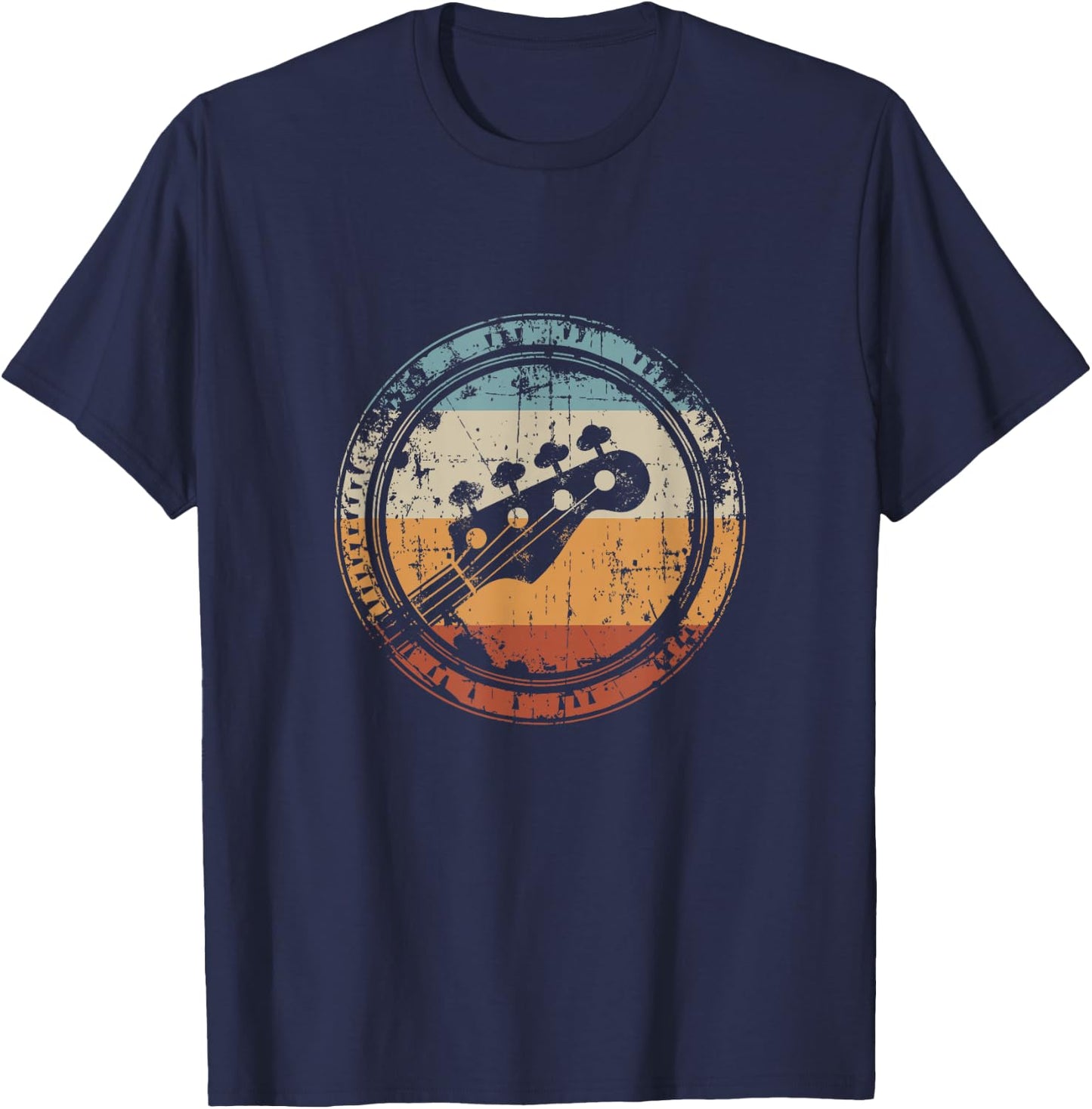 Vintage Bass Guitar Headstock for Bassist and Bass Player Small T-Shirt - T-Shirt | Navy