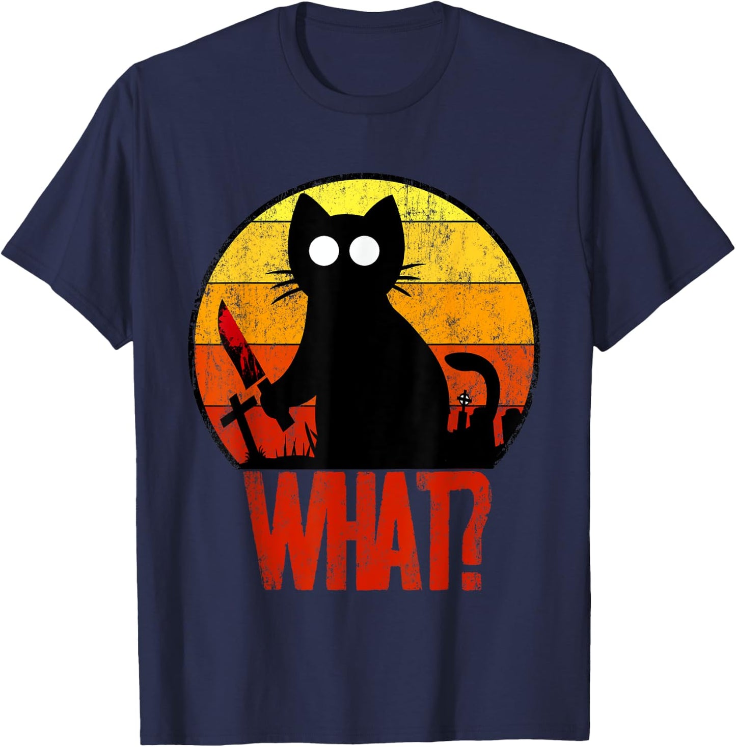 Murderous Black Psycho Cute Cat What Knife Christmas Gift Women T-Shirt - T-Shirt | Navy