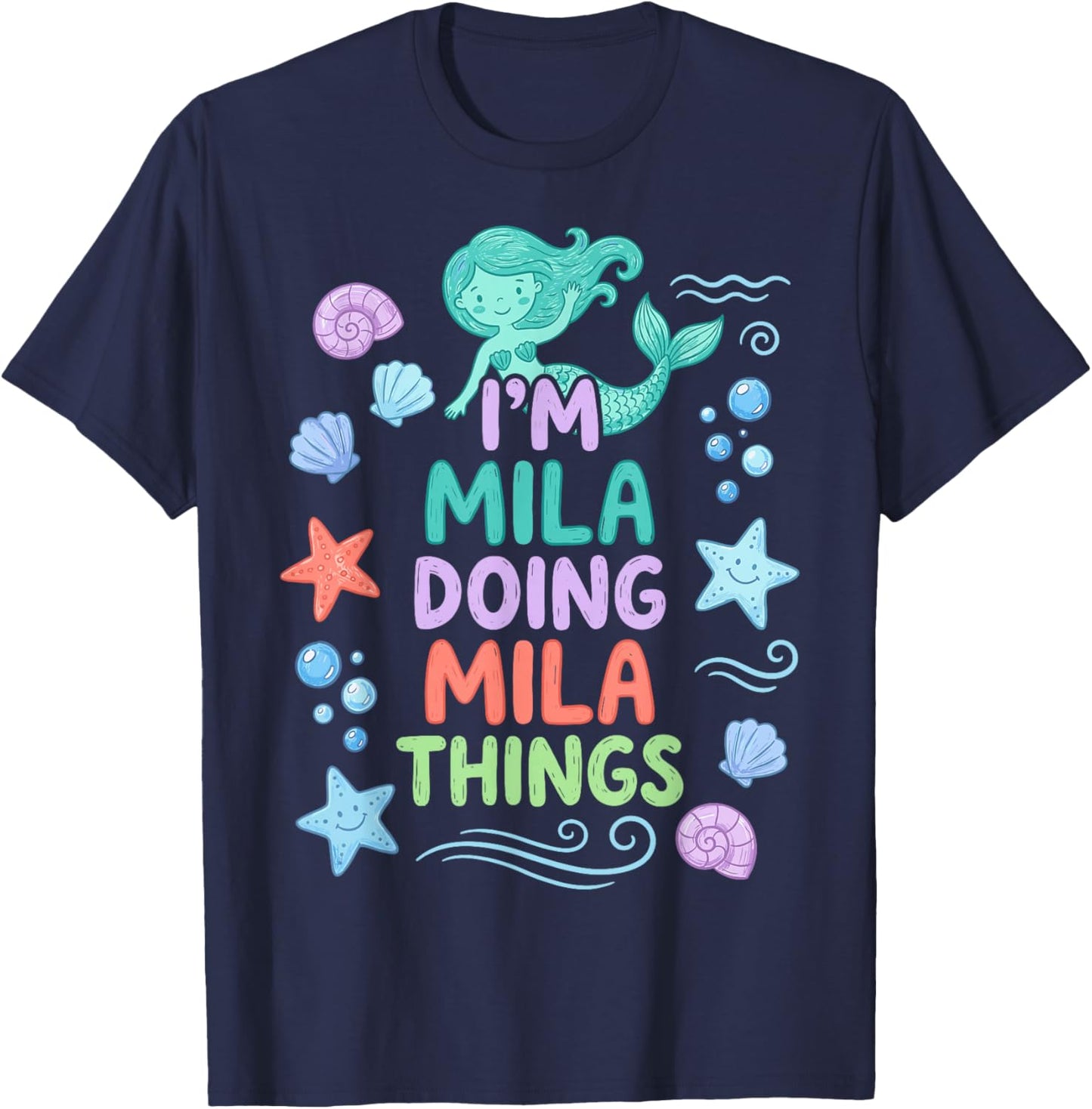 I'm Mila Doing Mila Things Sea Creatures Girl's T-Shirt - T-Shirt | Navy