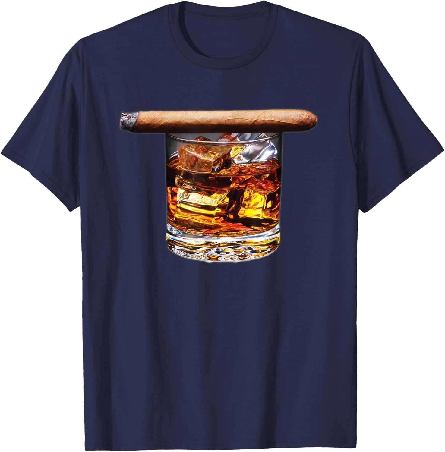 Whiskey & Cigar Shirt - Funny Cigar Lover Graphic T-Shirt - T-Shirt | Navy