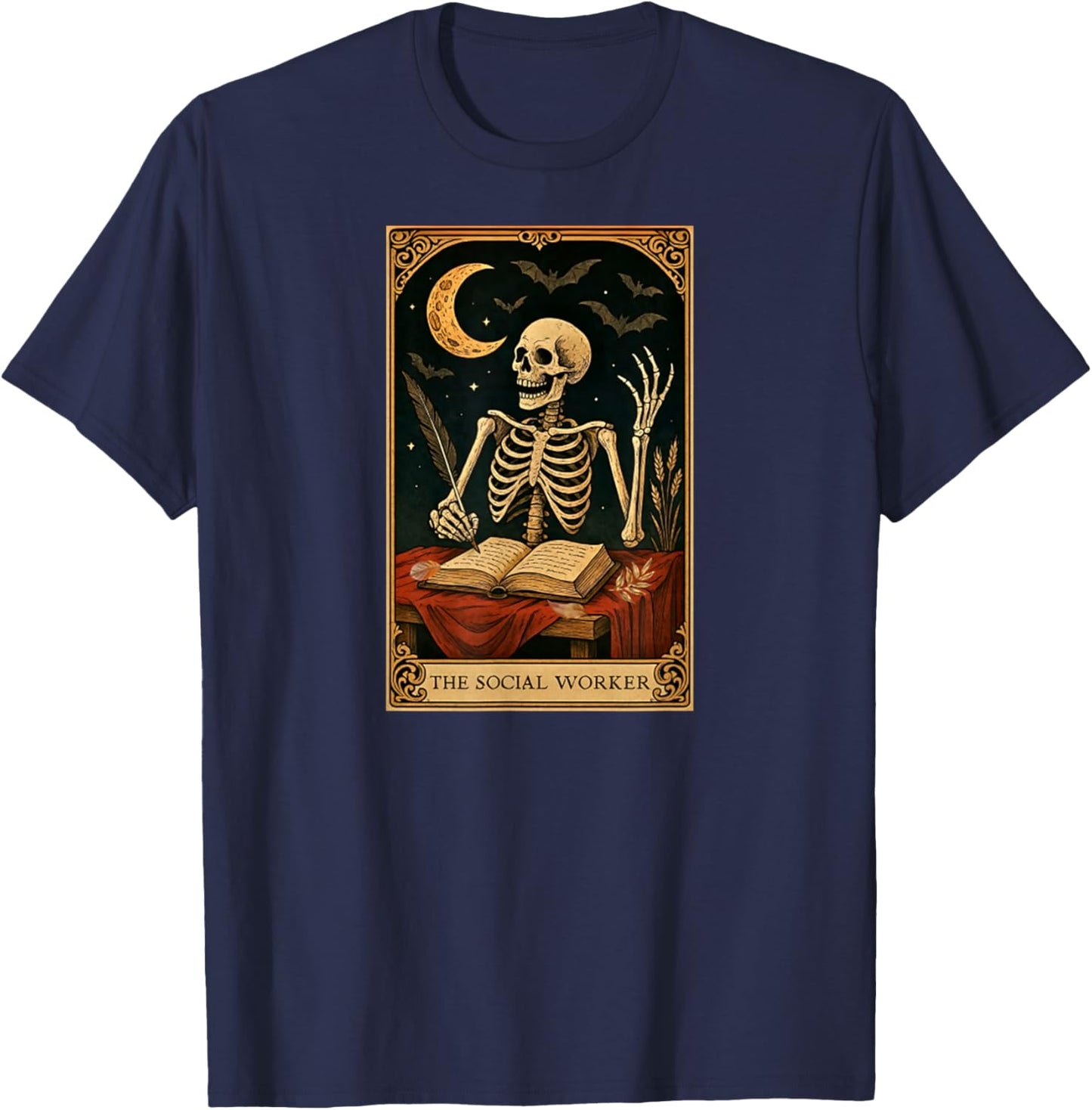 The Social Worker Skeleton Tarot Card School Counselor Psych T-Shirt - T-Shirt | Navy