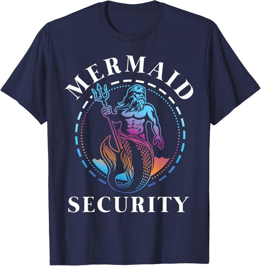 Mermaid Security Dad Brother Grandpa of Swimmer Gift T-Shirt - T-Shirt | Navy