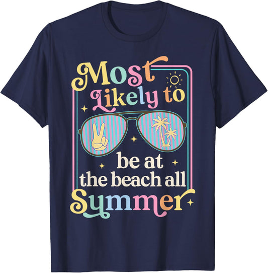 Most Likely to Be At The Beach All Summer Group Matching T-Shirt - T-Shirt | Navy