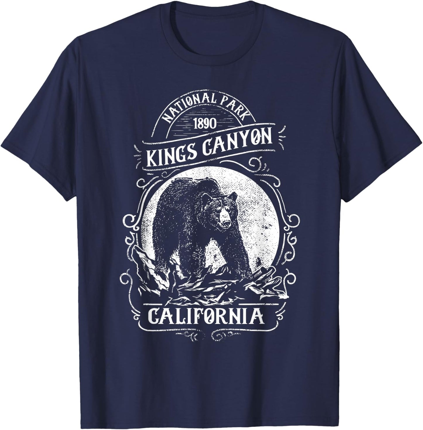 Vintage Kings Canyon National Park Retro Bear California T-Shirt - T-Shirt | Navy