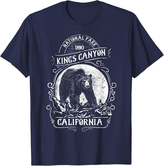 Vintage Kings Canyon National Park Retro Bear California T-Shirt - T-Shirt | Navy