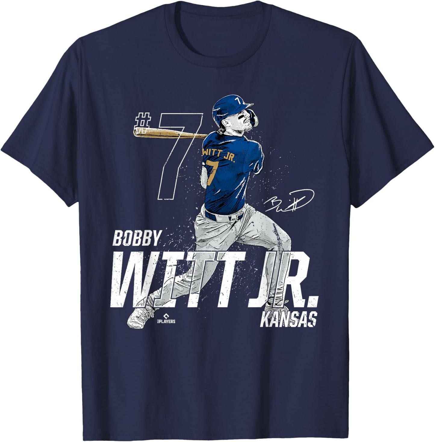 Dynamic Pose Bobby WITT Jr Kansas City Baseball MLBPA T-Shirt - T-Shirt | Navy