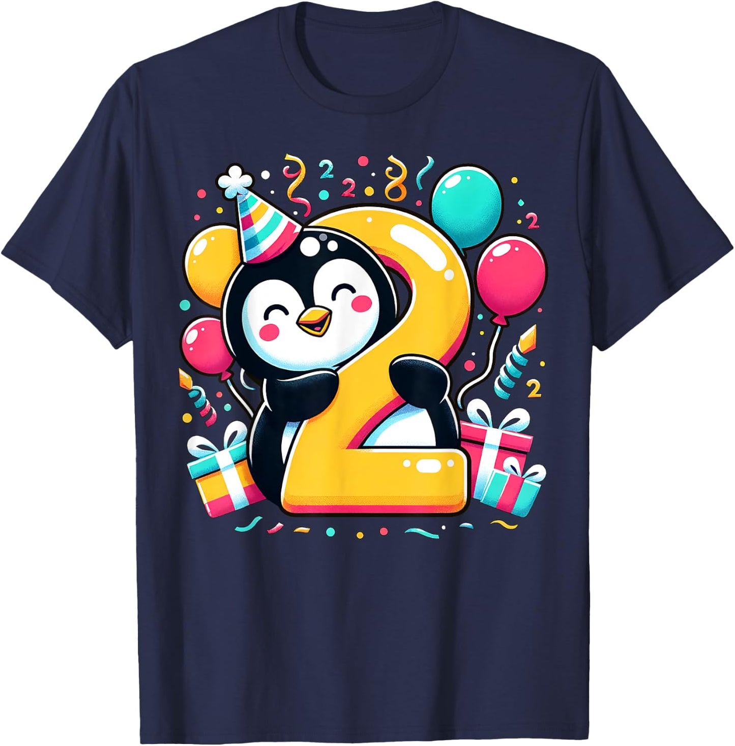 Penguin 2nd birthday boy girl 2 years old second two Penguin T-Shirt - T-Shirt | Navy