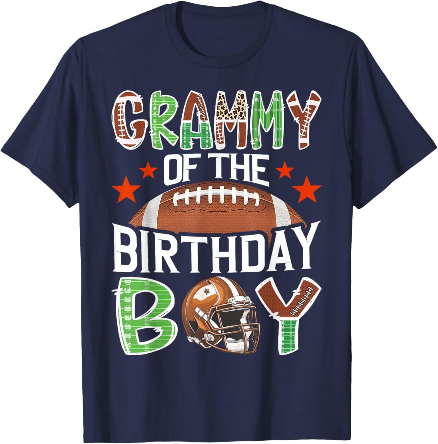 Grammy of The Birthday Boy Game Day Football Lover T-Shirt - T-Shirt | Navy