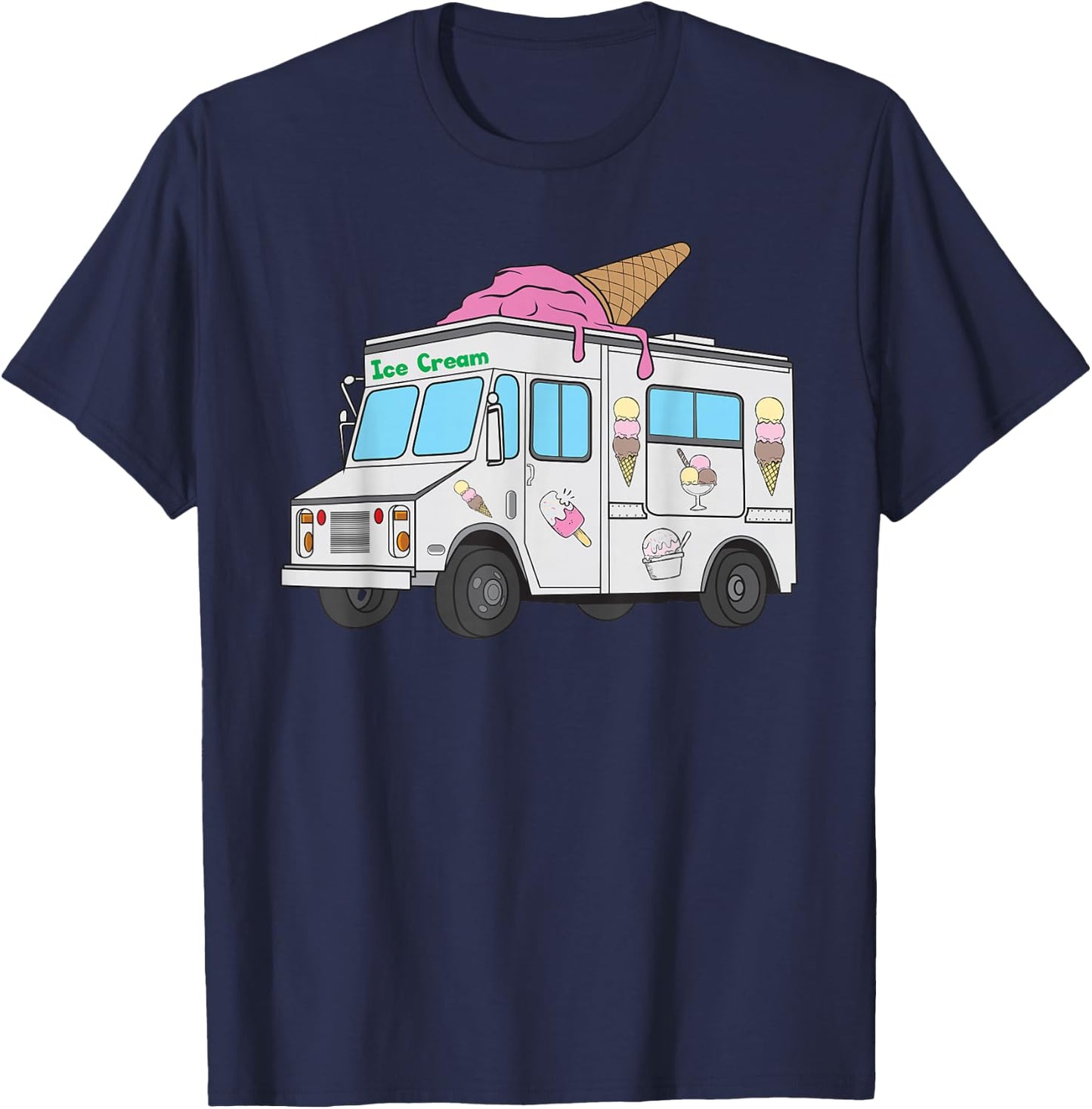 Funny Nostalgic Ice Cream Truck Summer Adventure Lover T-Shirt - T-Shirt | Navy