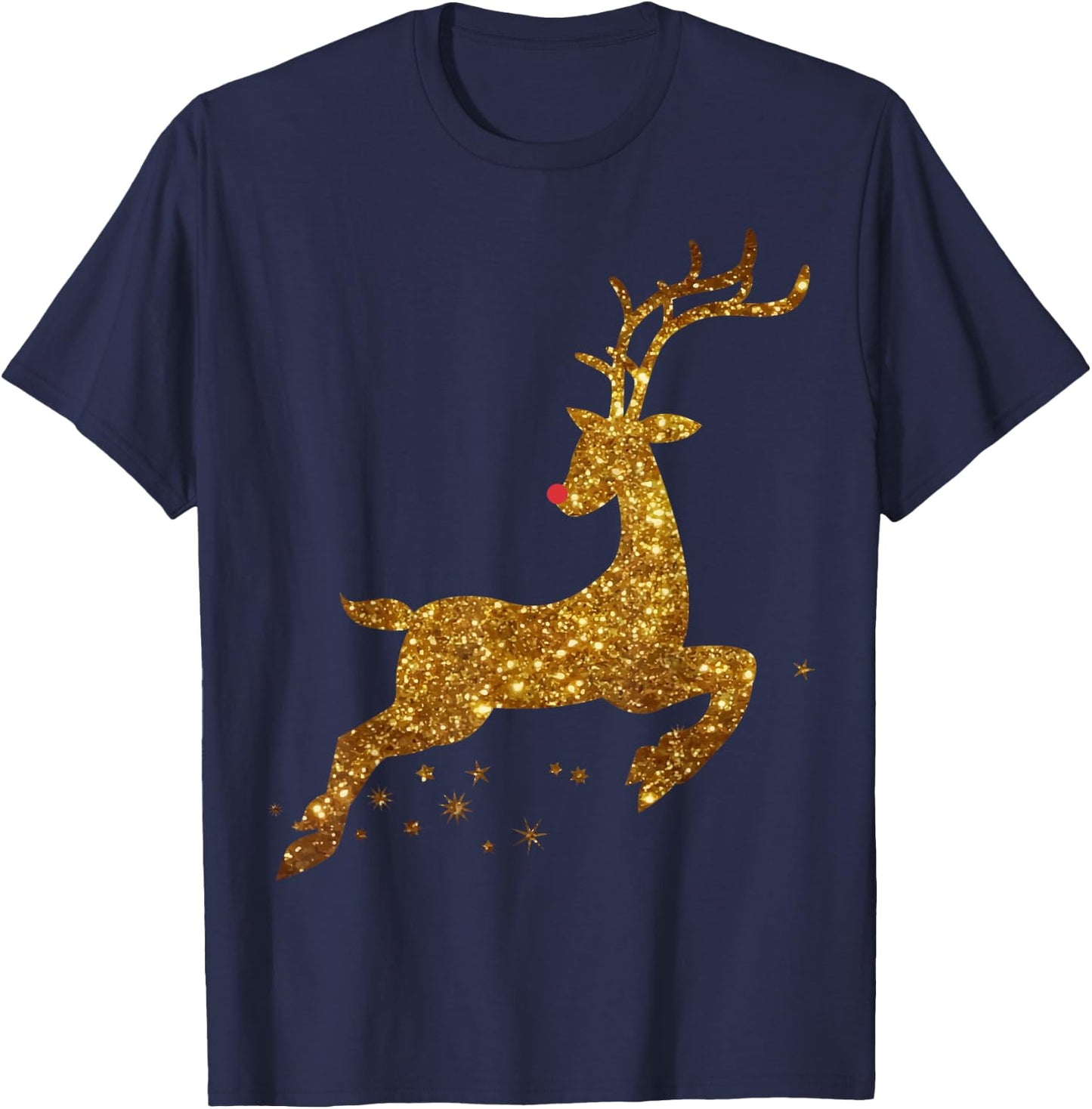 Christmas Reindeer Cute gold faux T-Shirt - T-Shirt | Navy