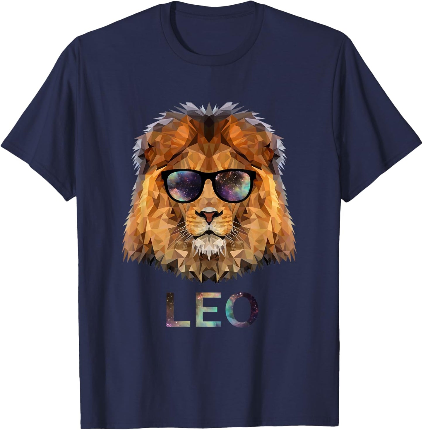 Leo Zodiac Lion With Cool Sunglasses Birthday T-Shirt - T-Shirt | Navy
