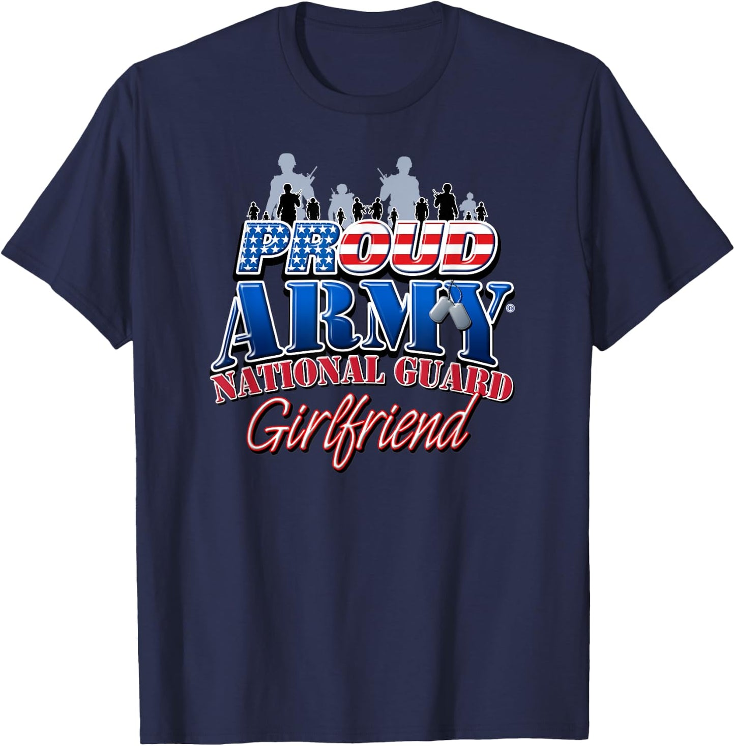 Proud Army National Guard Girlfriend US Dog Tag Shirt Women T-Shirt - T-Shirt | Navy