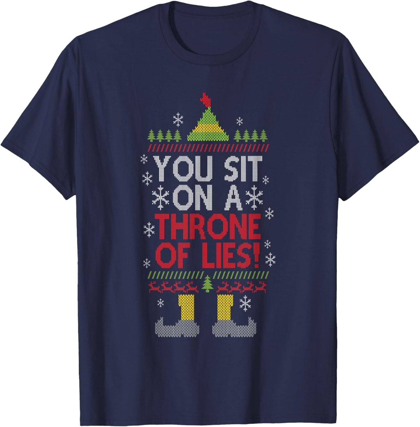 You Sit On A Throne Of Lies Funny Christmas Fake Santa T-Shirt - T-Shirt | Navy