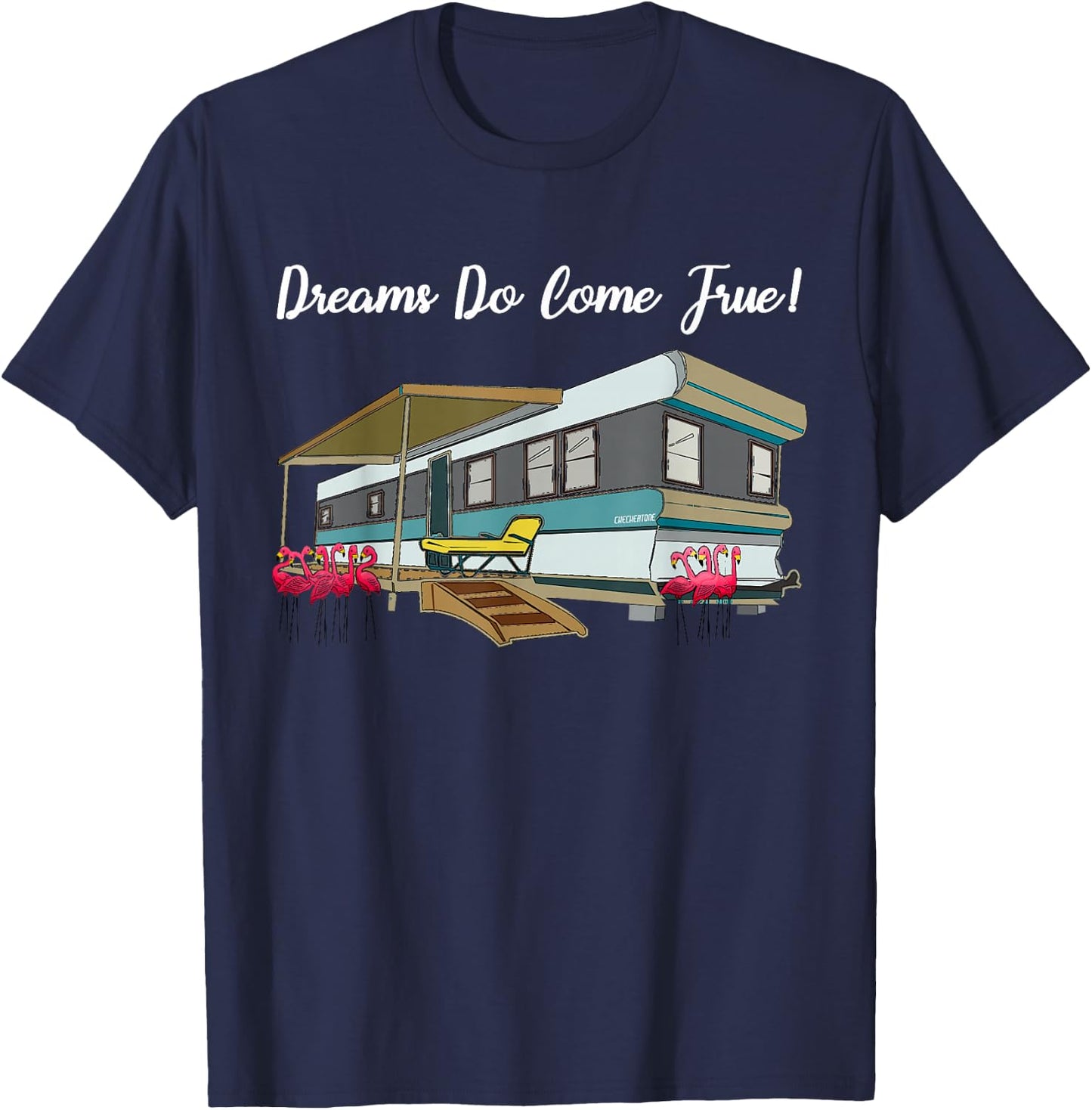 Trailer Park Life White Trash Rednecks Pink Flamingos Small T-Shirt - T-Shirt | Navy