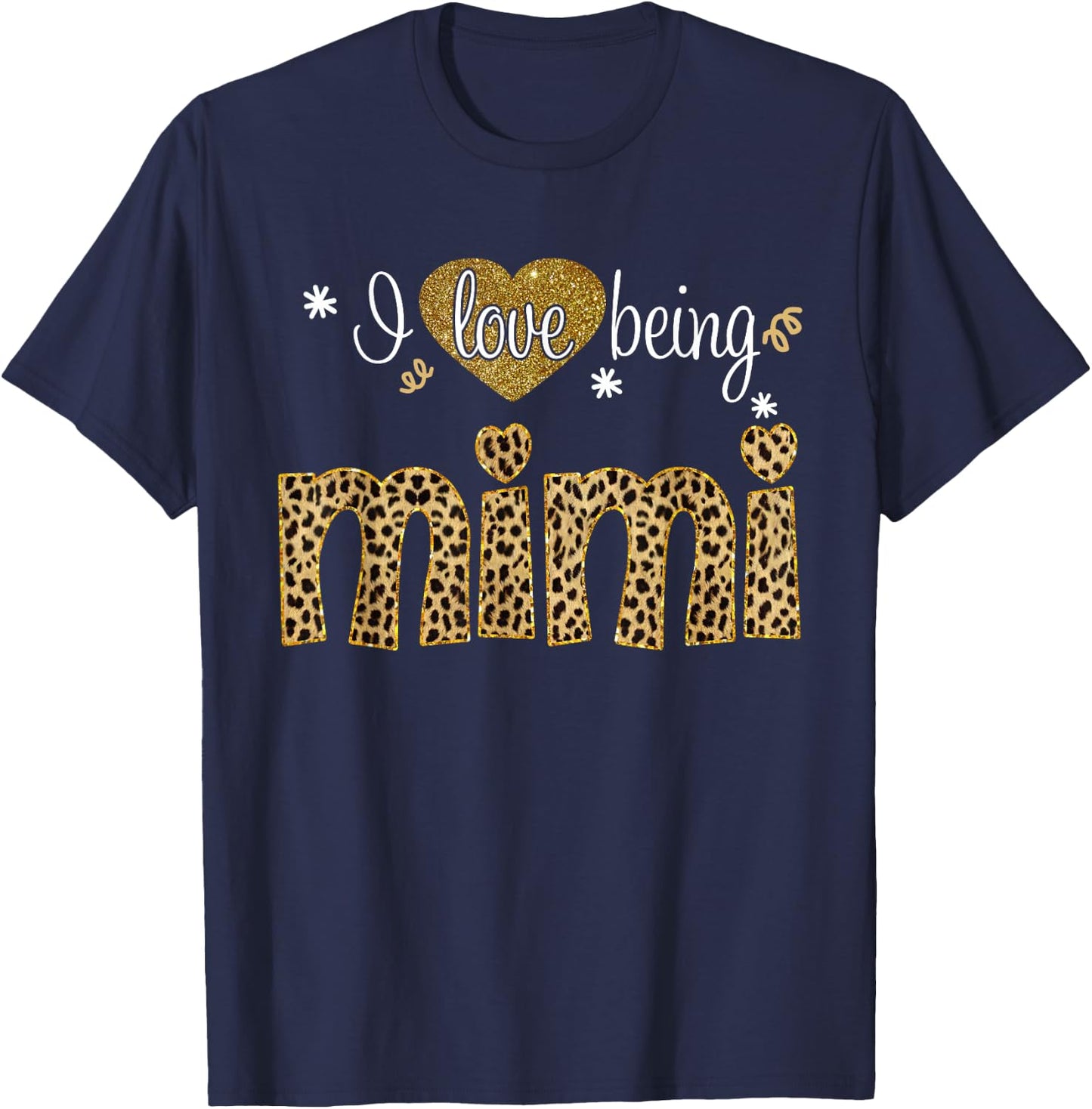 I Love Being Mimi Leopard Plaid Xmas Mimi gifts For Grandma T-Shirt - T-Shirt | Navy