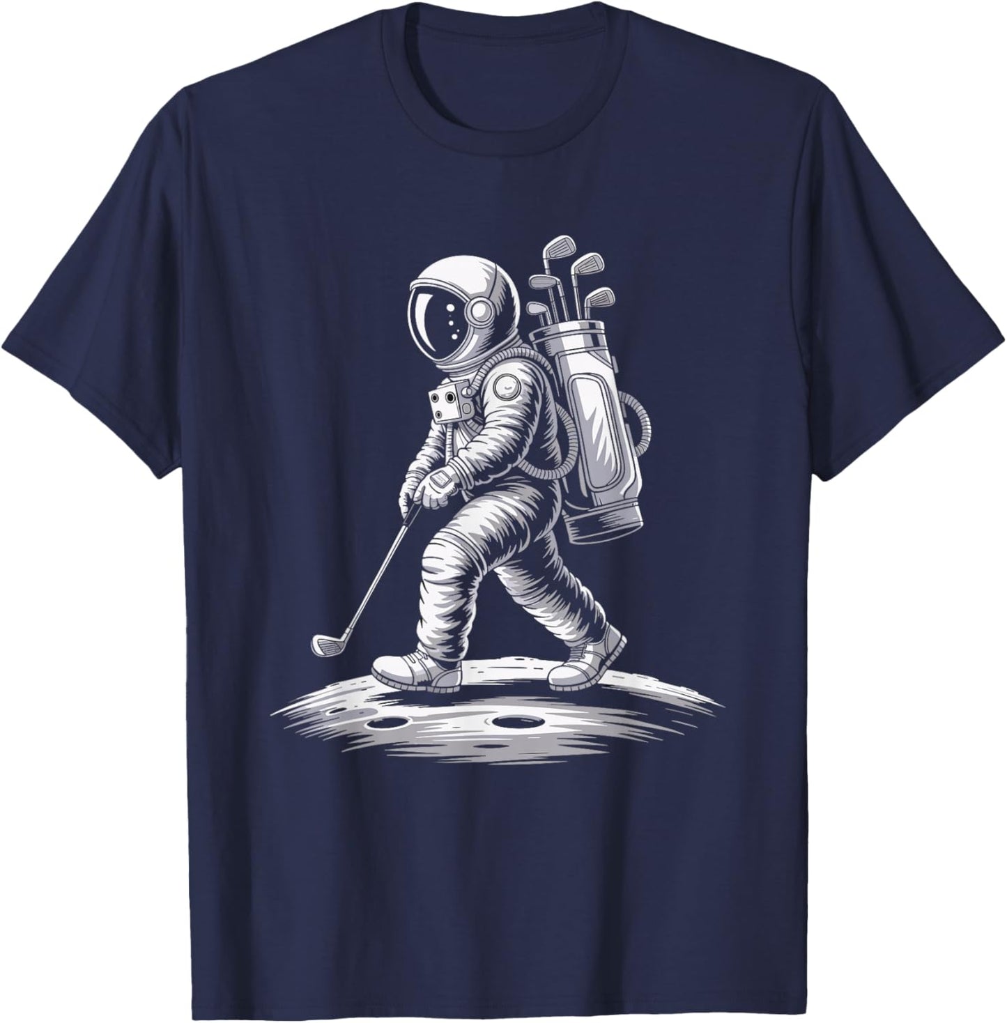 Golf Astronaut Moonshot Illustration T-Shirt - T-Shirt | Navy