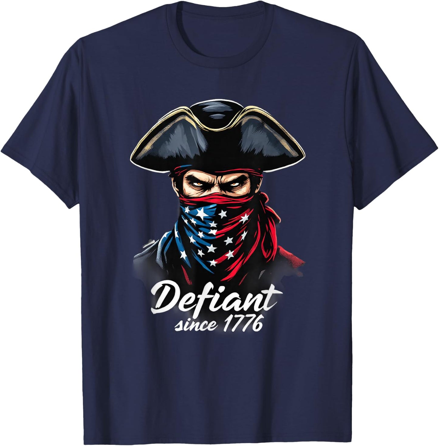 Defiant Since 1776 Retro Patriotic Independence T-Shirt - T-Shirt | Navy