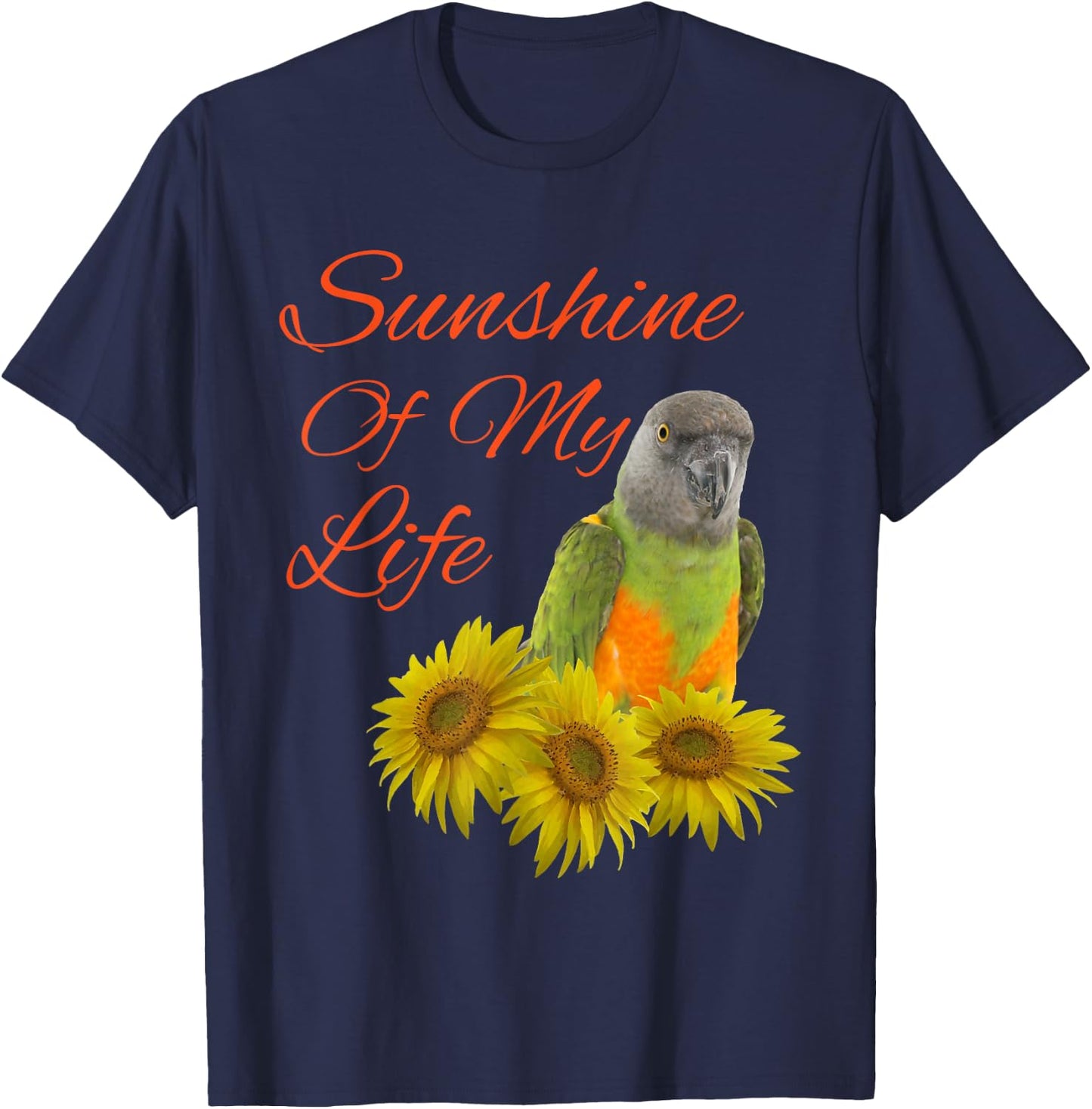 Senegal Parrot Sunshine Sunflower Men Women Girls Kids T-Shirt - T-Shirt | Navy