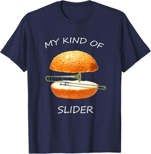 My Kind of Slider Funny Sarcastic Pun Trombone T Shirt T-Shirt - T-Shirt | Navy