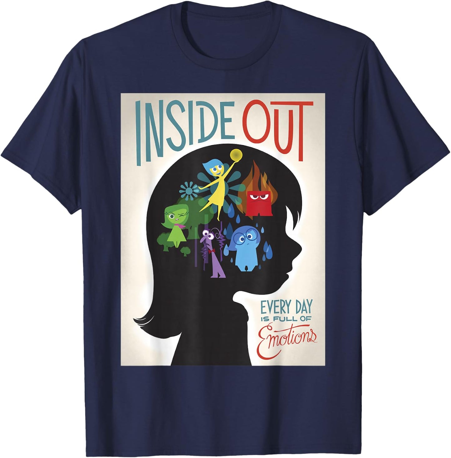 Disney Pixar Inside Out Silhouette Movie Poster T-Shirt - T-Shirt | Navy
