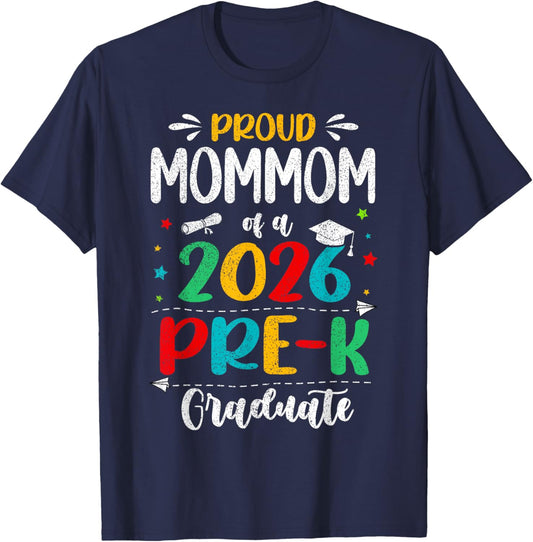 Proud Mommom of A 2026 Pre K Graduate Boy Girl Kids T-Shirt - T-Shirt | Navy