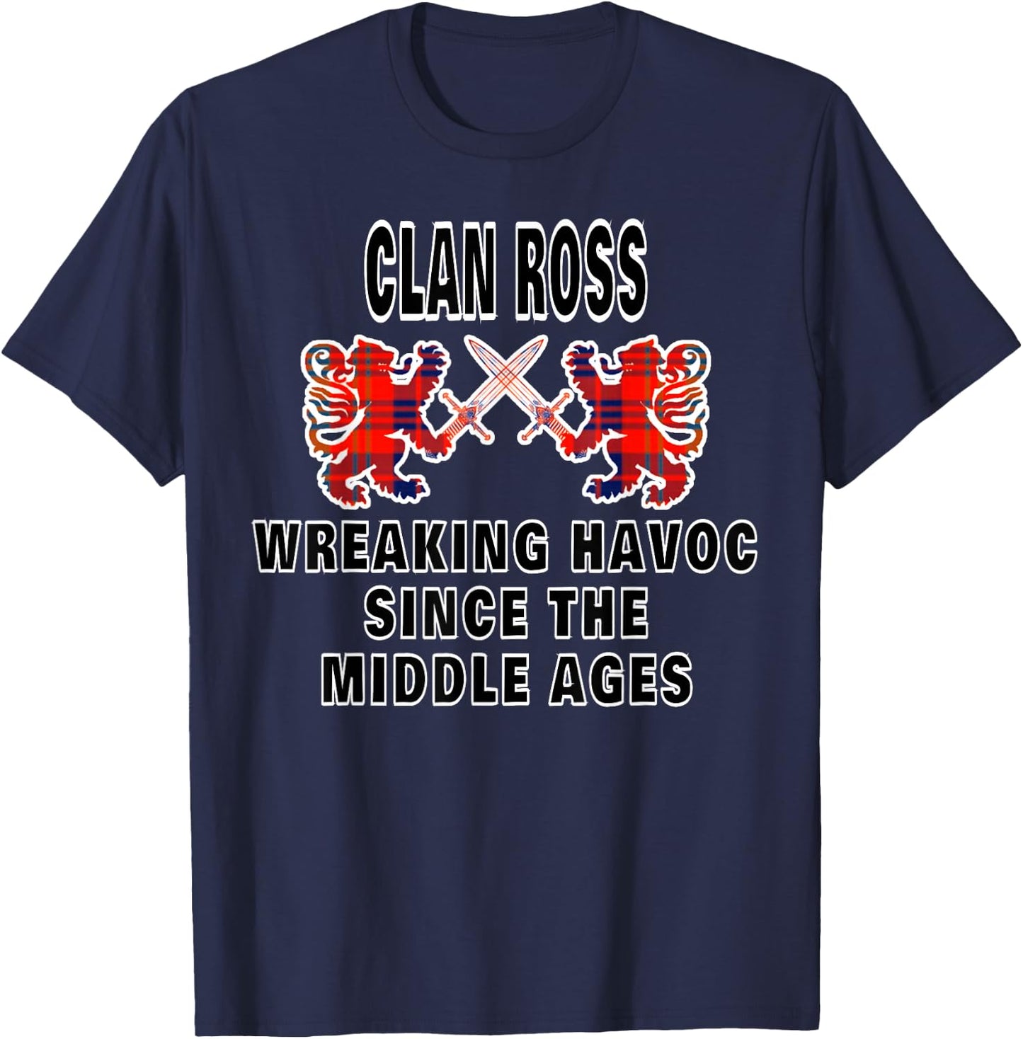 Ross Scottish Tartan Scotland Family Clan Name T-Shirt - T-Shirt | Navy