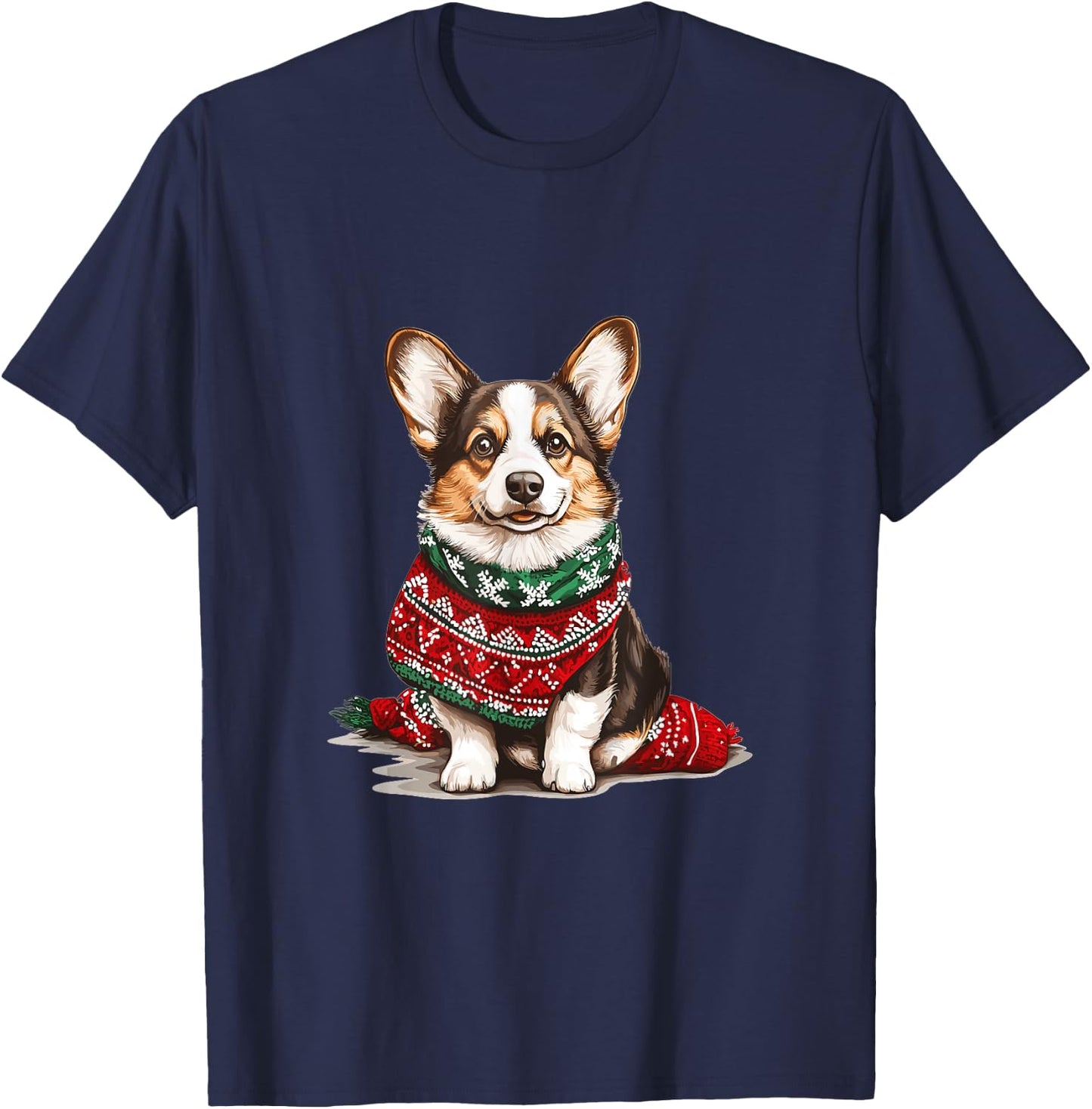 Cute Cardigan Welsh Corgi Dog Christmas Merry X-mas Graphic Men Women Kids T-Shirt - T-Shirt | Navy