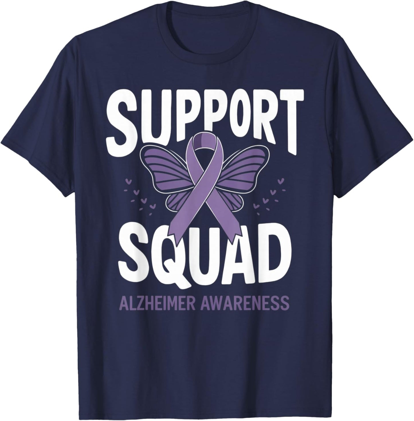 Support Squad Alzheimer's Awareness Men Women Dementia Ribbon T-Shirt - T-Shirt | Navy