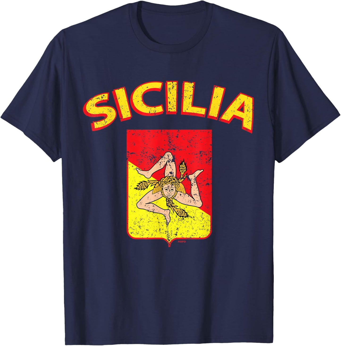 Sicilia Italia Flag, Sicilian, Sicily Italy, Sicilia T-Shirt - T-Shirt | Navy