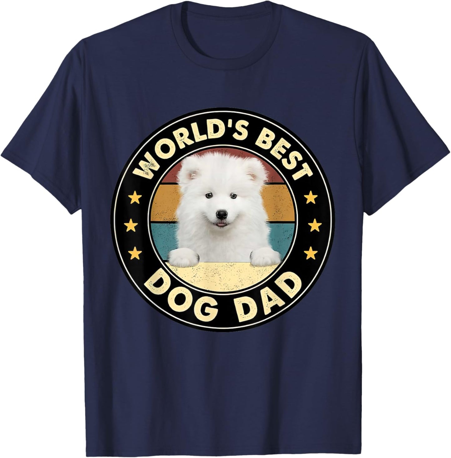Vintage World's Best Best Samoyed Dad Dog Lover Women T-Shirt - T-Shirt | Navy