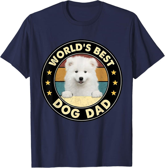 Vintage World's Best Best Samoyed Dad Dog Lover Women T-Shirt - T-Shirt | Navy