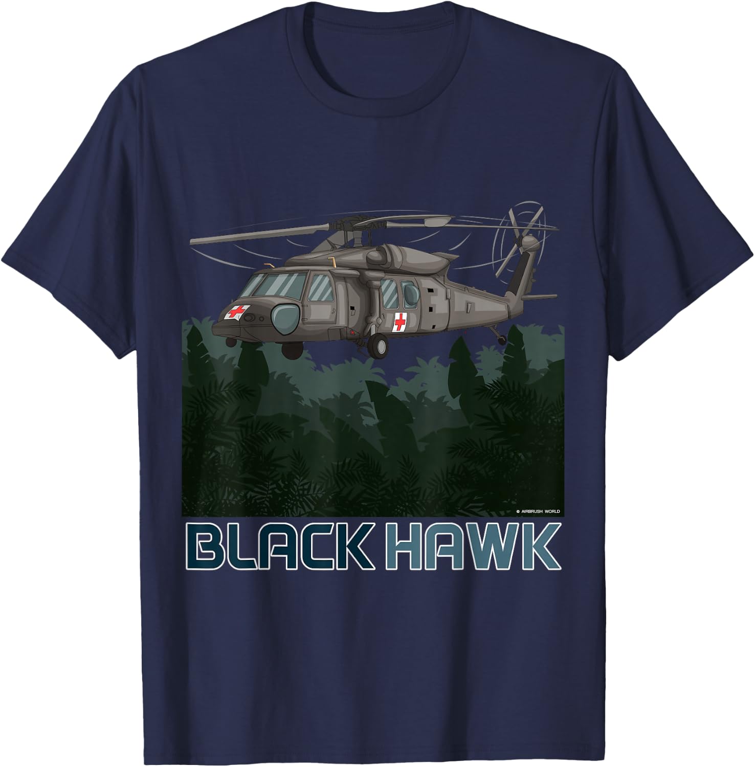 Black Hawk Helicopter Military Armed Forces Novelty Gift T-Shirt - T-Shirt | Navy