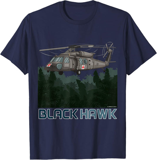 Black Hawk Helicopter Military Armed Forces Novelty Gift T-Shirt - T-Shirt | Navy