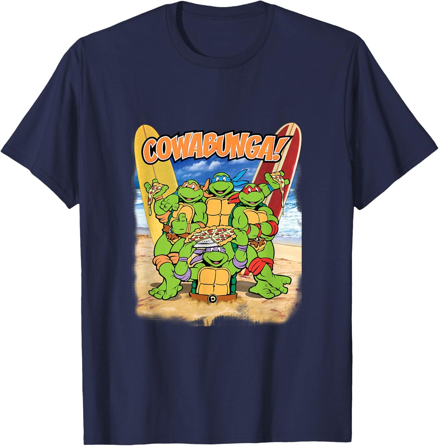 TMNT Cowabunga! Pizza On The Beach T-Shirt - T-Shirt | Navy